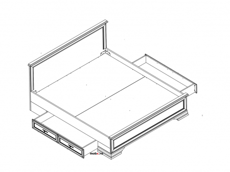 Idento PAT 180 cu 2 sertare si suport saltea, front MDF culoare alb, 189/209/(46-101) cm. [2]
