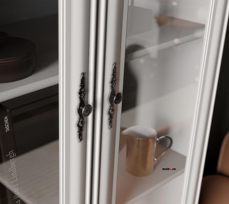 Idento Vitrina REG2W1S, cu 2 usi si 1 sertar, front MDF culoare alb, 99/44/198cm. [8]