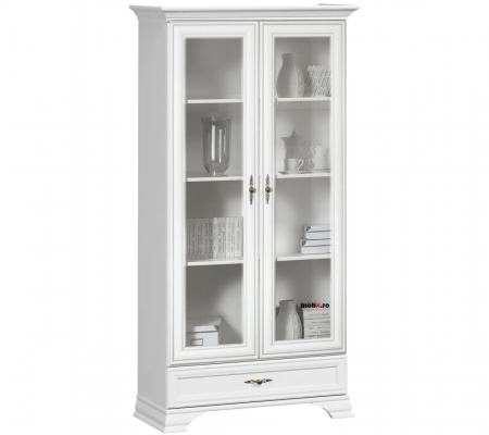 Idento Vitrina REG2W1S, cu 2 usi si 1 sertar, front MDF culoare alb, 99/44/198cm. [2]