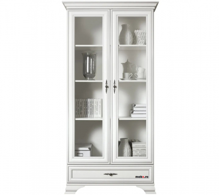 Idento Vitrina REG2W1S, cu 2 usi si 1 sertar, front MDF culoare alb, 99/44/198cm. [1]