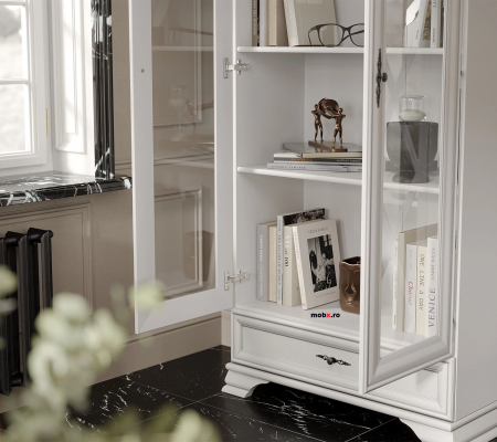 Idento Vitrina REG2W1S, cu 2 usi si 1 sertar, front MDF culoare alb, 99/44/198cm. [9]