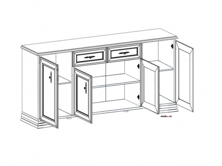 Kentuki Comoda 4 usi 2 sertare KOM4D2S, front MDF culoare castan, 184/45/90 cm. [1]