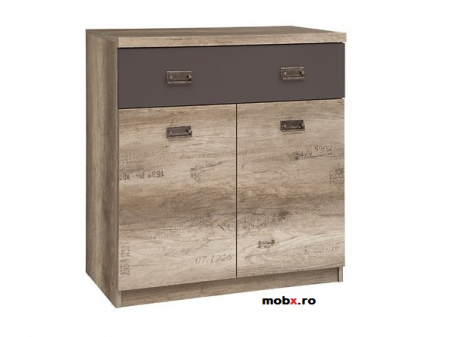 Malcolm Comoda KOM2D1S, culoare stejar canyon/wolfram gri, 80/40/87cm. [1]