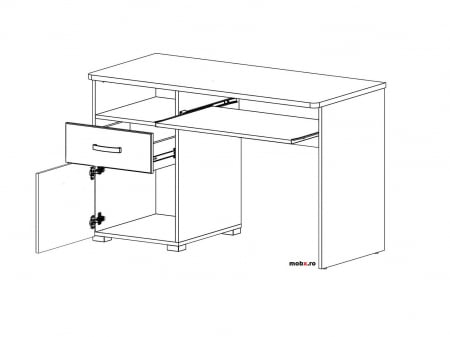 Malta Birou  BIU1D1S front MDF culoare zada siberiana, 120/56/76cm. [1]