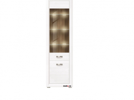 Colectia Living MALTA - Malta Vitrina REG1W1S-90 front MDF culoare zada siberiana, 62/38/212cm.
