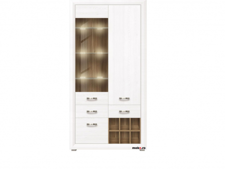 Colectia Living MALTA - Malta Vitrina REG1W2D2S front MDF culoare zada siberiana, 107/38/212cm.