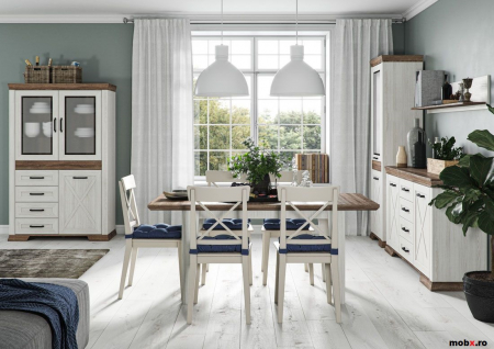 Marselle, Comoda KOM2D4S 2 usi si 4 sertare, front MDF, culoare frasin alb si stejar sonoma dark, (Lxadxh) 166/45/90 cm. [4]