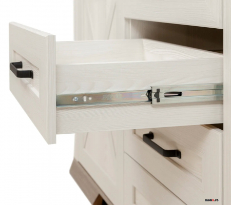 Marselle, Comoda KOM4S 4 sertare, front MDF, culoare frasin alb si stejar sonoma dark, (Lxadxh) 98/45/90 cm. [6]