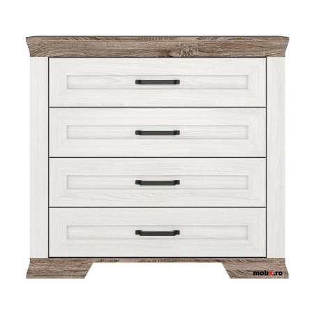 Marselle, Comoda KOM4S 4 sertare, front MDF, culoare frasin alb si stejar sonoma dark, (Lxadxh) 98/45/90 cm. [3]