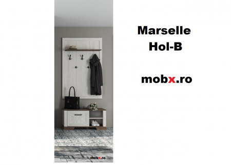Marselle, Comoda pantofi SFK1B 1 usa rabatabila, front MDF, culoare frasin alb si stejar sonoma dark, (Lxadxh) 97/40/45 cm. [2]