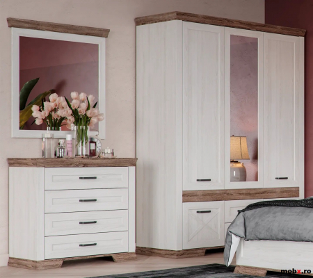 Marselle, Dulap 5 usi si 2 sertare SZF5D2S, front MDF culoare alb frasin si stejar sonoma, (Lxad.xh) 168/61/222 cm. [4]