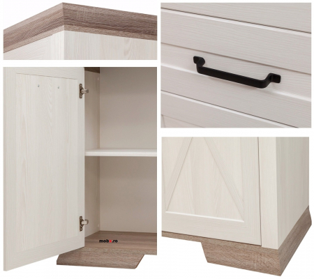 Marselle, Dulap 5 usi si 2 sertare SZF5D2S, front MDF culoare alb frasin si stejar sonoma, (Lxad.xh) 168/61/222 cm. [6]