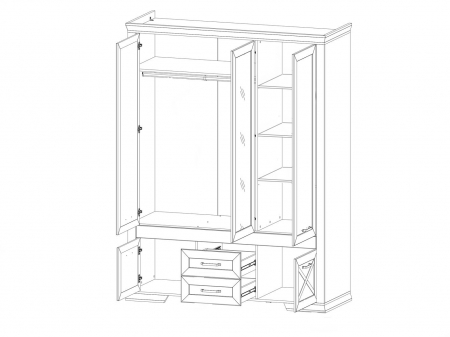 Marselle, Dulap 5 usi si 2 sertare SZF5D2S, front MDF culoare alb frasin si stejar sonoma, (Lxad.xh) 168/61/222 cm. [3]