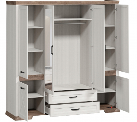 Marselle, Dulap 6 usi si 2 sertare, SZF6D2S, front MDF culoare alb frasin si sonoma, (Lxad.xh) 218/61/222 cm. [2]