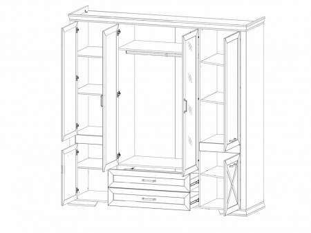 Marselle, Dulap 6 usi si 2 sertare, SZF6D2S, front MDF culoare alb frasin si sonoma, (Lxad.xh) 218/61/222 cm. [6]