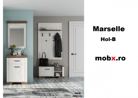 Seturi hol - MARSELLE Hol-B, culoare alb frasin si stejar sonoma dark, (Lxadxh): 164x41x221 cm.