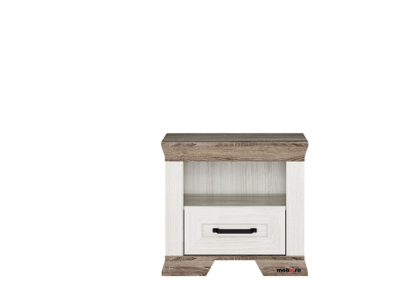 Noptiere - Marselle, noptiera KOM1S 1 sertar, front MDF, culoare frasin alb si stejar sonoma dark, (Lxadxh) 55/40/51 cm.