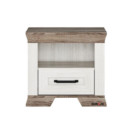 Marselle, noptiera KOM1S 1 sertar, front MDF, culoare frasin alb si stejar sonoma dark, (Lxadxh) 55/40/51 cm. [1]