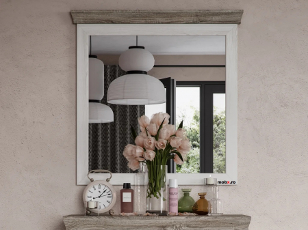 Marselle, Oglinda LUS 98, front MDF, culoare frasin alb si stejar sonoma dark, (Lxadxh) 98/5/100 cm. [2]