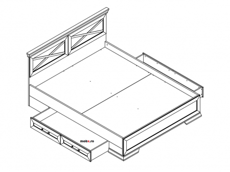 Marselle, Pat 160 cu 2 sertare laterale LOZ160 , front MDF, culoare frasin alb si stejar sonoma dark, (Lxad.xh) 172/207/(40-100) cm. [1]