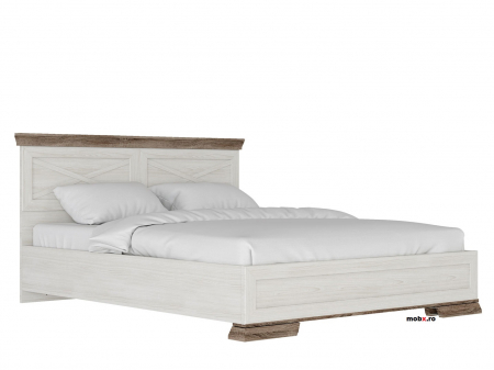 Colectia Dormitor MARSELLE - Marselle, Pat 160 LOZ160 , front MDF, culoare frasin alb si stejar sonoma dark, (Lxad.xh) 172/207/(40-100) cm.