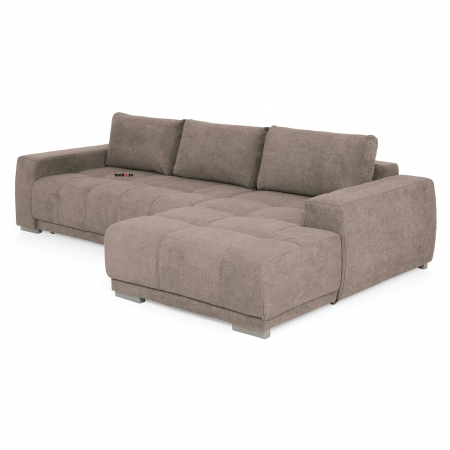 MM321 BOLERO, Coltar extensibil, sezlong dreapta 2DL-REC,  functie somn, relaxare si depozitare, stofa maro F003, 280x165x66(87), ext.230x130cm [1]