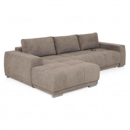 MM321 BOLERO, Coltar extensibil, sezlong stanga REC-2DL,  functie somn, relaxare si depozitare, stofa maro F003, 280x165x66(87), ext.230x130cm [1]