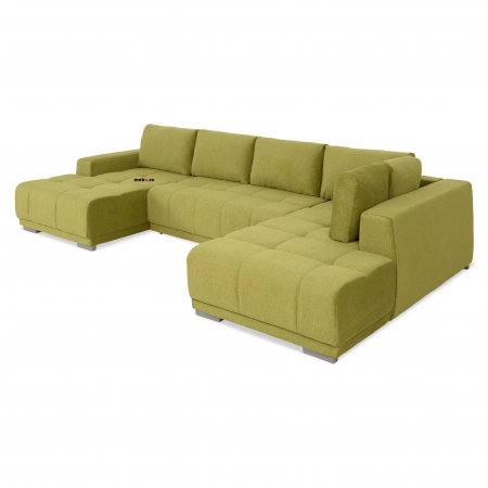 MM321 BOLERO, Coltar U extensibil, dreapta  REC-2DL-OTM,  functie somn, relaxare si depozitare, stofa, verde F006, 365x204x66(87), ext.313x130cm [1]