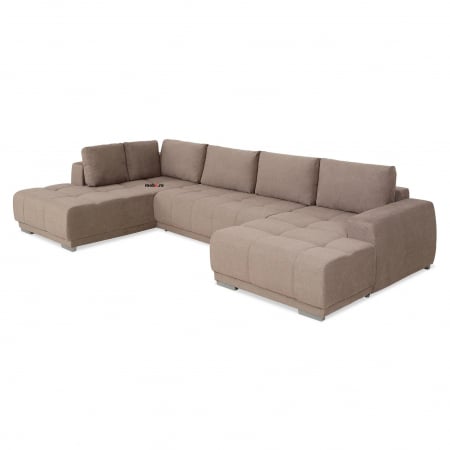 MM321 BOLERO, Coltar U extensibil, stanga  OTM-2DL-REC,  functie somn, relaxare si depozitare, stofa, maro F003, 365x204x66(87), ext.313x130cm [1]