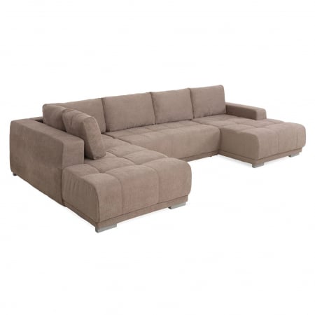 MM321 BOLERO, Coltar U extensibil, stanga  OTM-2DL-REC,  functie somn, relaxare si depozitare, stofa, maro F003, 365x204x66(87), ext.313x130cm [3]