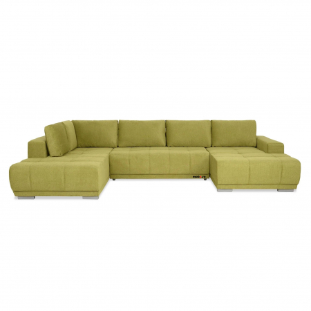 Coltare living - MM321 BOLERO, Coltar U extensibil, stanga  OTM-2DL-REC,  functie somn, relaxare si depozitare, stofa, verde F006, 365x204x66(87), ext.313x130cm