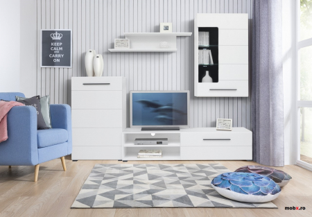 Seturi living - Mobila  living LENA, alb, MDF si PAL, L 228cm