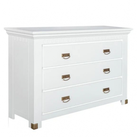 Colectia Dormitor SAINT TROPEZ alb - SAINT TROPEZ, Comoda 3 sertare, culoare alb, (Lxadxh): 132x45x87 cm.