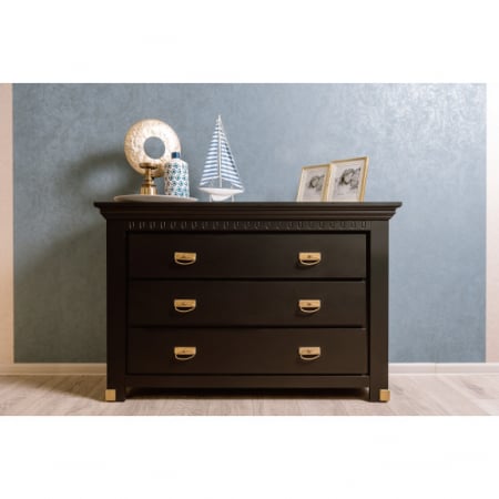 SAINT TROPEZ, Comoda 3 sertare, culoare negru, (Lxadxh): 132x45x87 cm. [1]