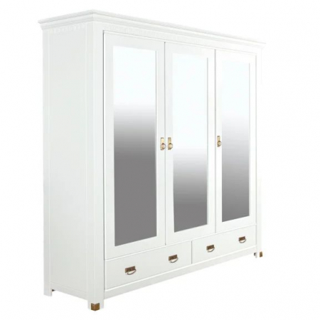 Colectia Dormitor SAINT TROPEZ alb - SAINT TROPEZ, Dulap 3 usi 2 sertare, culoare alb, (Lxadxh): 208x64x205 cm.