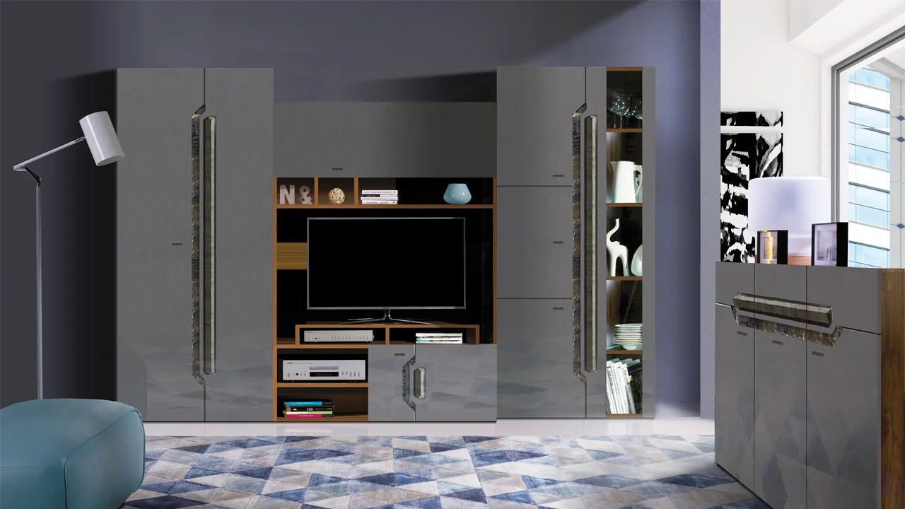 Set living DAVOS ,stejar/gri, L 310cm [3]
