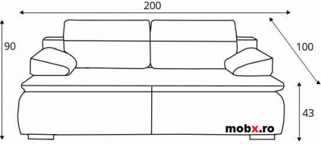 SOHO, Canapea extensibila, 3 locuri cu functie somn, relaxare si depozitare, stofa gri , 200x100x90, ext.200x145 cm. [1]