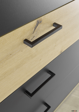 STARLIGHT, Comoda cu 4 sere, culoare gri antracit cu insertii stejar artisan, (Lxadxh) cm 110x41x95. [3]