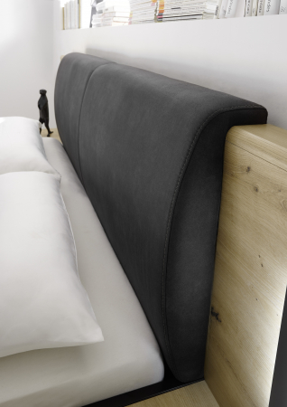 STARLIGHT, Unitate Pat 160 cu 2 sertare + 2 noptiere cu iluminare LED, culoare gri antracit cu insertii stejar artisan. [2]