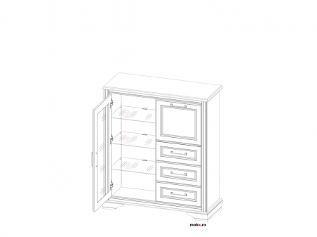 Stylius Comoda  2 usi 3 sertare, KOM1W1B3S, front MDF culoare pin siberian, 104/41/121 cm. [1]
