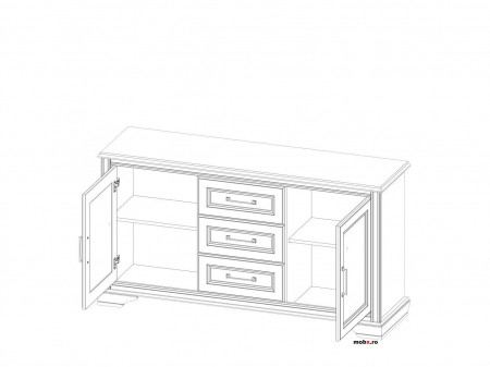 Stylius Comoda 2 usi 3sertare, KOM2D3S, front MDF culoare pin siberian, 149/41/81 cm. [1]