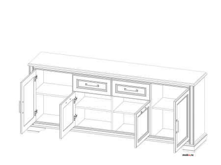 Stylius Comoda 4 usi 2 sertare, KOM4D2S, front MDF culoare pin siberian, 194/41/81 cm. [1]