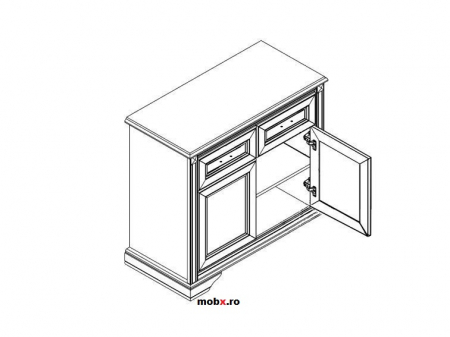 Stylius KOM2D2S/80 Comoda 2usi 2 sertare, front MDF culoare pin siberian, 105/41/80 cm. [1]