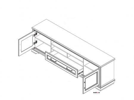 Stylius RTV2D1S Comoda TV 2 usi 1 sertar, front MDF culoare pin siberian, 195/41/61 cm. [1]