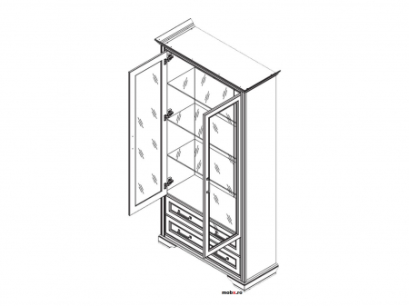 Stylius Vitrina REG2W2S, cu 2 usi si 2 sertare, front MDF culoare pin siberian, 109/44/213cm. [1]