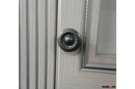 White, Comoda 3D1S, front MDF culoare frasin alb + pin argintiu, 161/45/93 cm. [3]