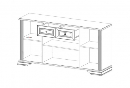 White, Comoda 4D2S, front MDF culoare frasin alb + pin argintiu, 179/45/93 cm. [1]