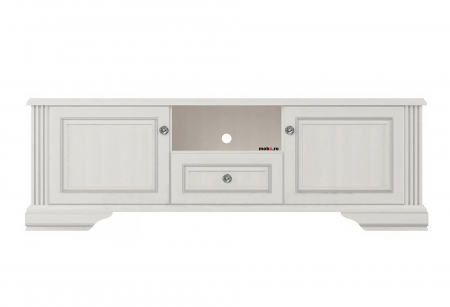Colectia Dormitor WHITE - White, Comoda TV, RTV2D1S, front MDF culoare frasin alb + pin argintiu, 161/45/53 cm.