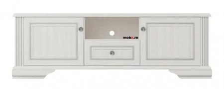 White, Comoda TV, RTV2D1S, front MDF culoare frasin alb + pin argintiu, 161/45/53 cm. [3]