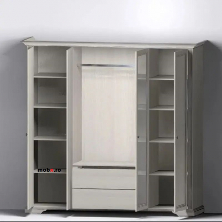 White, Dulap D4U2O, front MDF culoare frasin alb + pin argintiu, 227/64/221cm. [2]